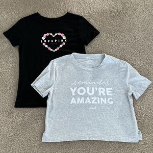 PINK Victoria's Secret Bundle of 2 Women’s Short Sleeve T-Shirts - Size XS